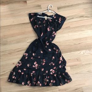 Polka Dot gold shimmer Floral Dress